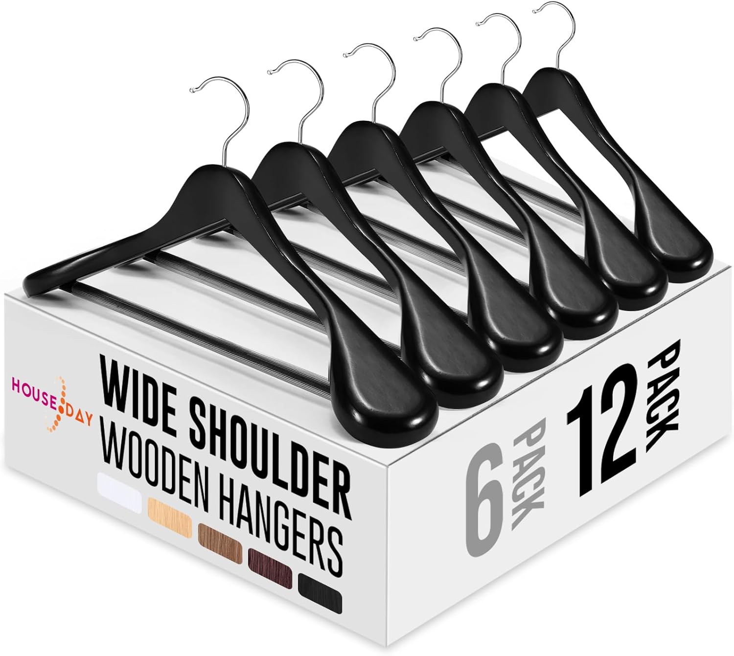 HOUSE DAY Wide Shoulder Wooden Hangers for Heavy Clothes