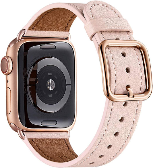 Premium Pink Leather Apple Watch Band - MNBVCXZ
