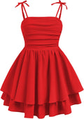 SHENHE Girl's Smocked Ruched A Line Swing Dress - Flowy Knee Length