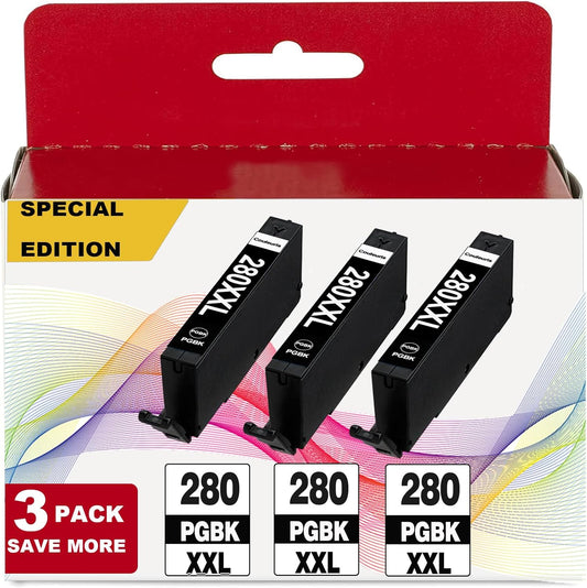 PGI-280 XXL PGBK Ink 3-Pack Replacement for Canon Printers