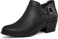mysoft Women's Side Zipper Ankle Boots Low Stacked Heel - Comfortable