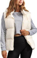 Black Puffer Vest for Women with Removable Hood - Lightweight Warm