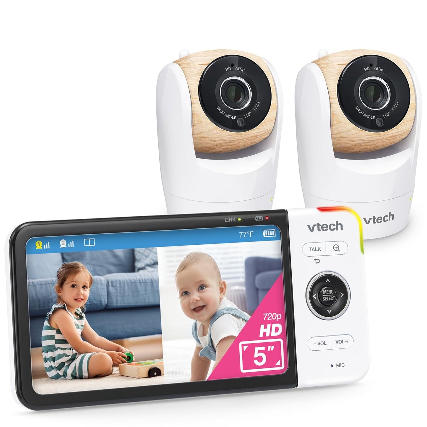 VTech VM928-2HD Baby Monitor with 5in HD Display & 2 Cameras