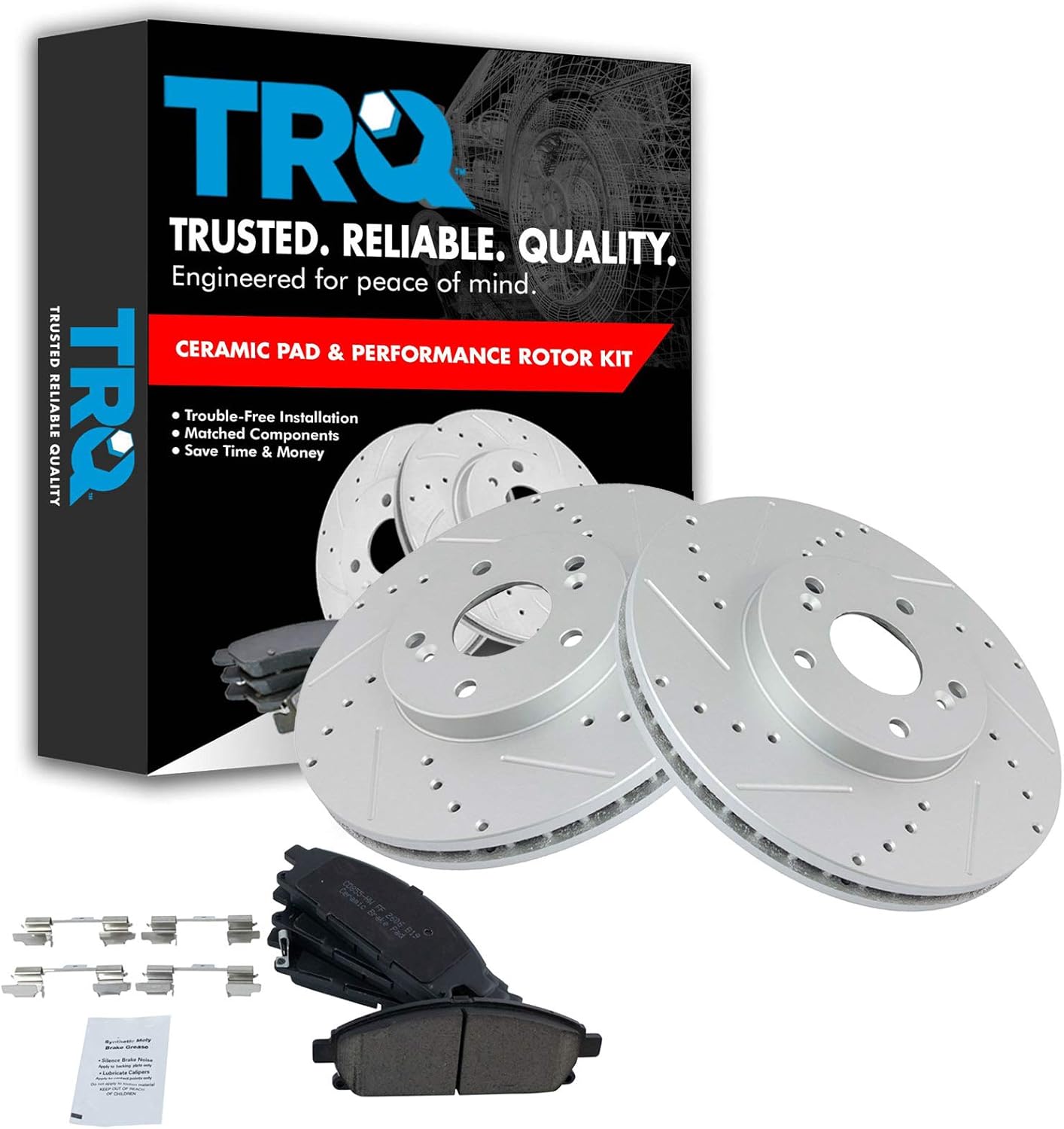 TRQ Front Performance Brake Pad & Rotor Kit for Acura MDX