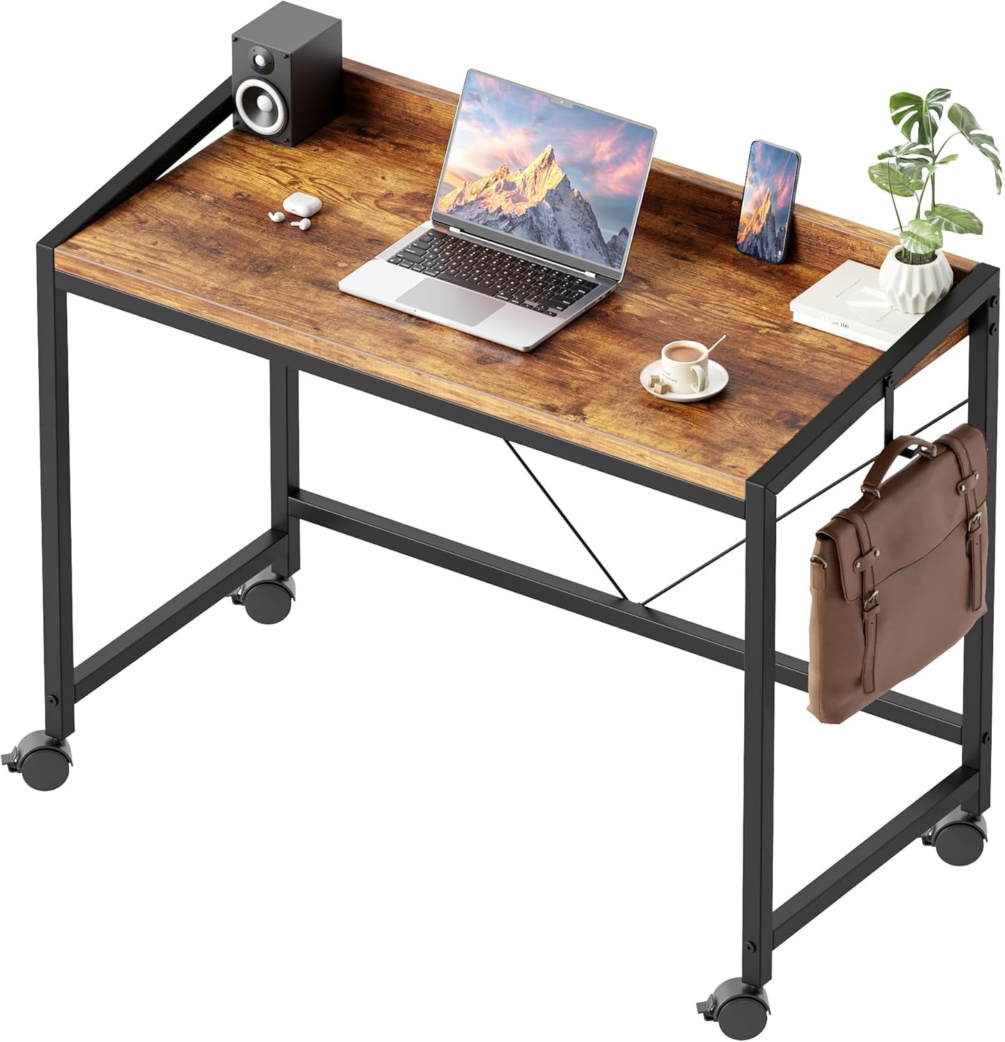Mericonia Rolling Computer Desk with Wheels for Small Spaces