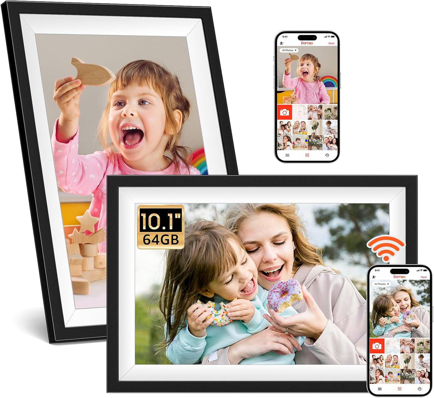 2 Pack WiFi Digital Picture Frame with 10.1 Inch Touch Screen