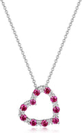 Created Ruby and Lab Grown Diamond Heart Pendant Necklace - Timeless