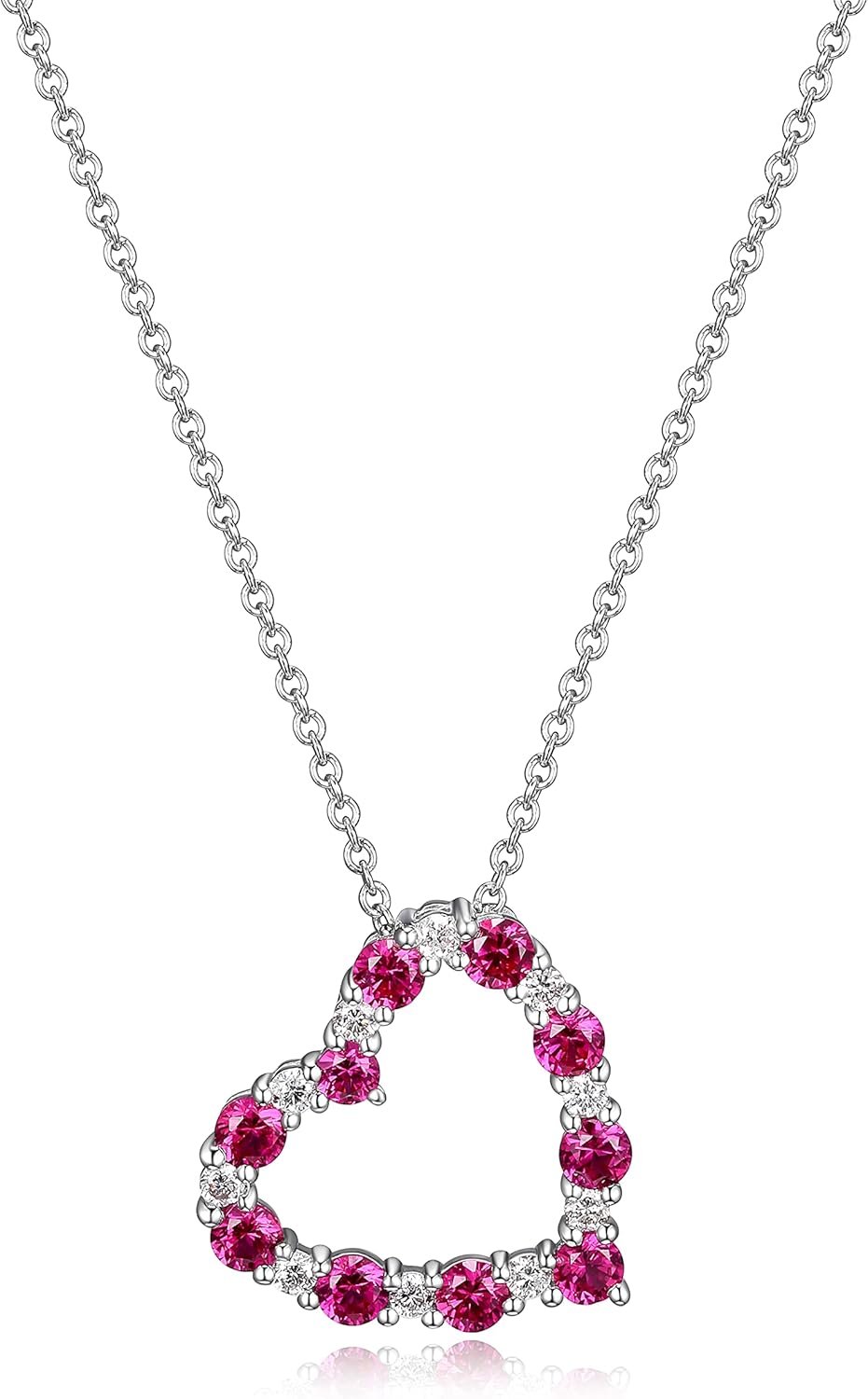 Created Gemstone and Lab Grown Diamond Heart Pendant Necklace