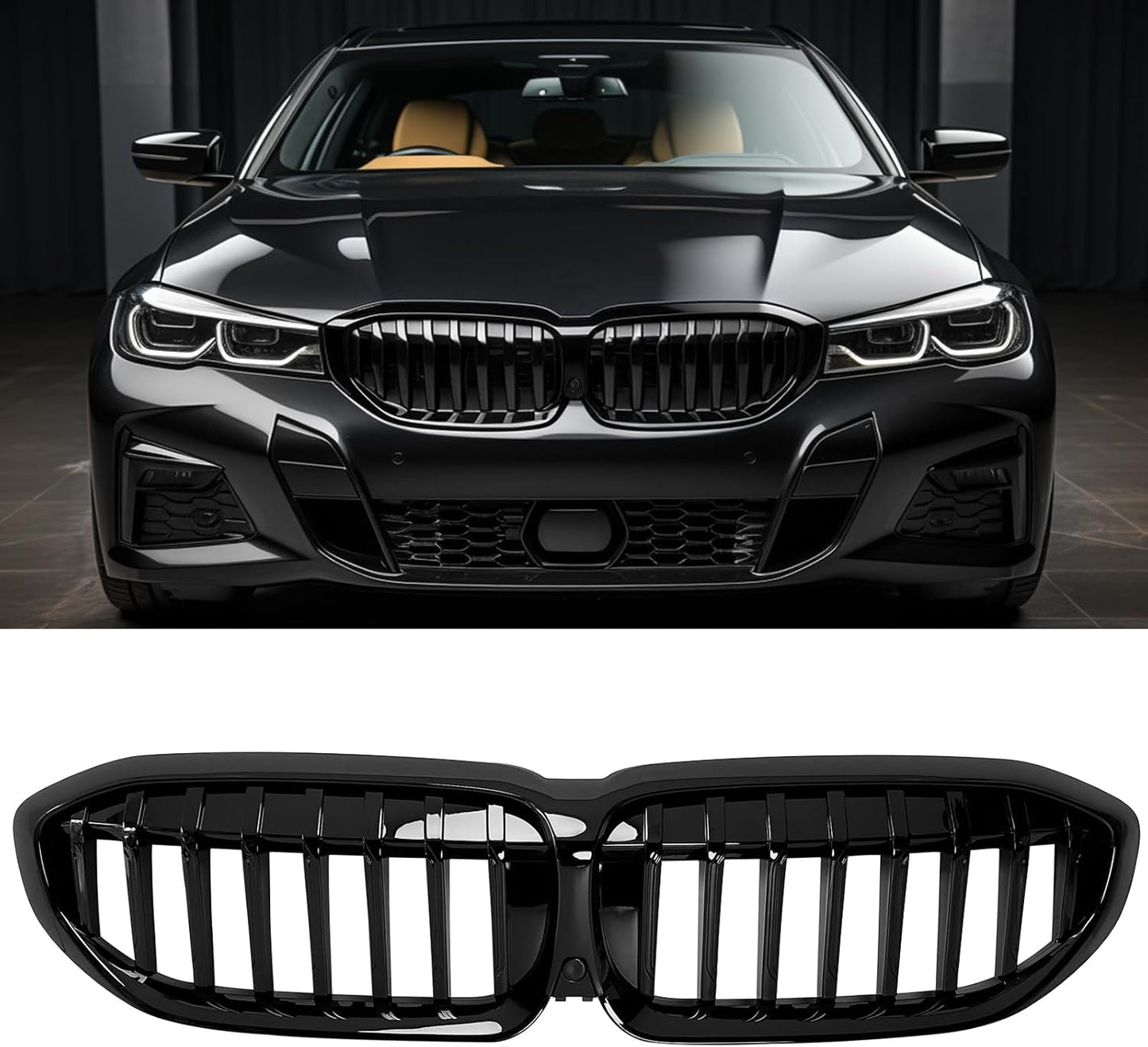 G20 Grill Gloss Black Front Kidney Grille for BMW 3 Series 2019-2022