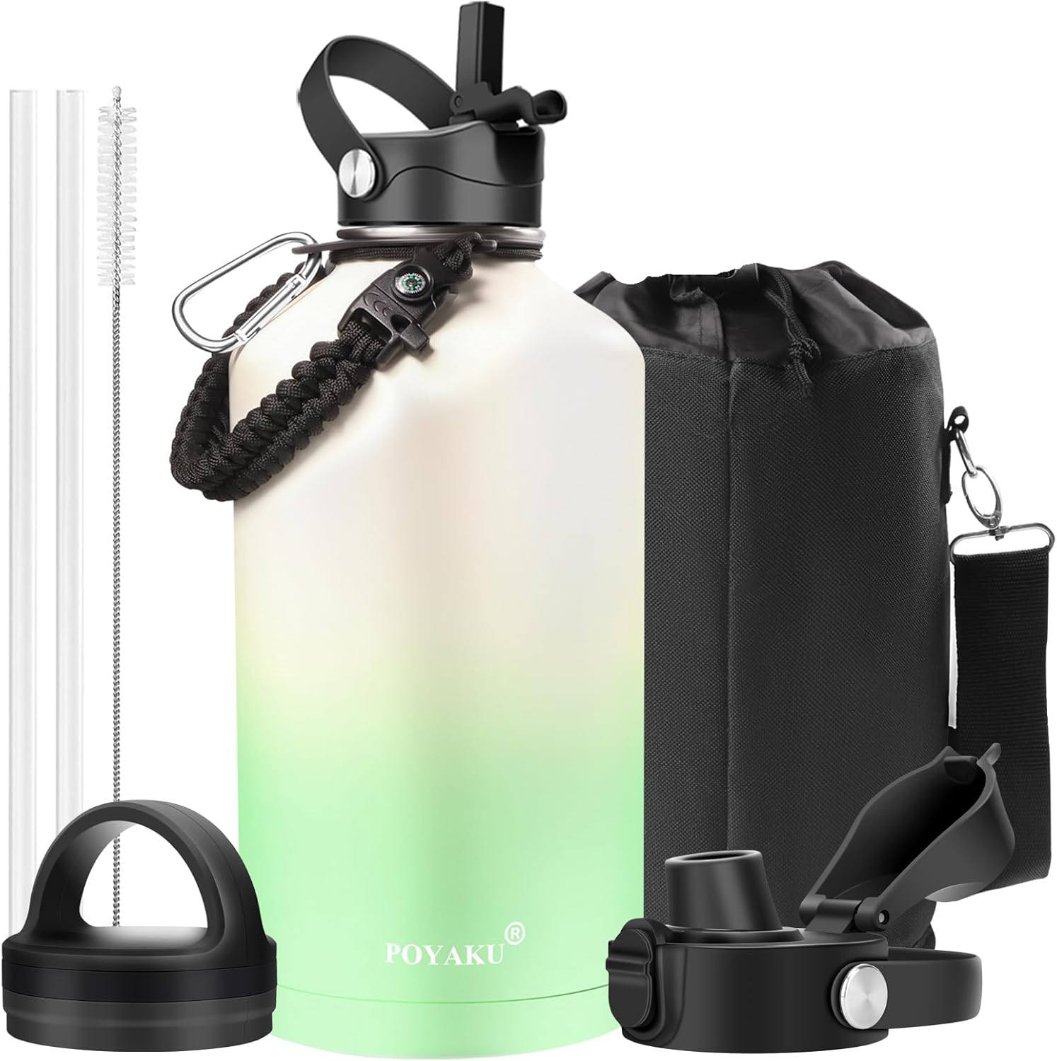Insulated Water Bottle with 3 Lids for Sports and Office Use