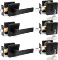 Probrico Flat Black Passage Door Lever with Deadbolts Combo Pack