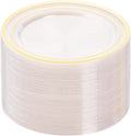 100PCS Disposable Gold Rim Dinner Plates | Heavy Duty Party Ware