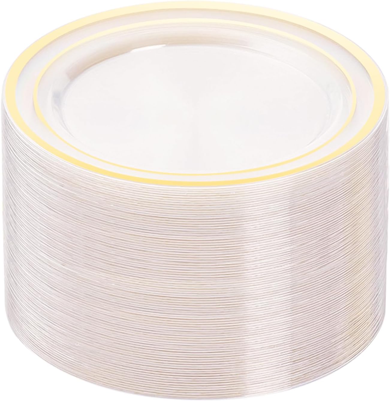 100PCS Disposable Gold Rim Dinner Plates | Heavy Duty Party Ware