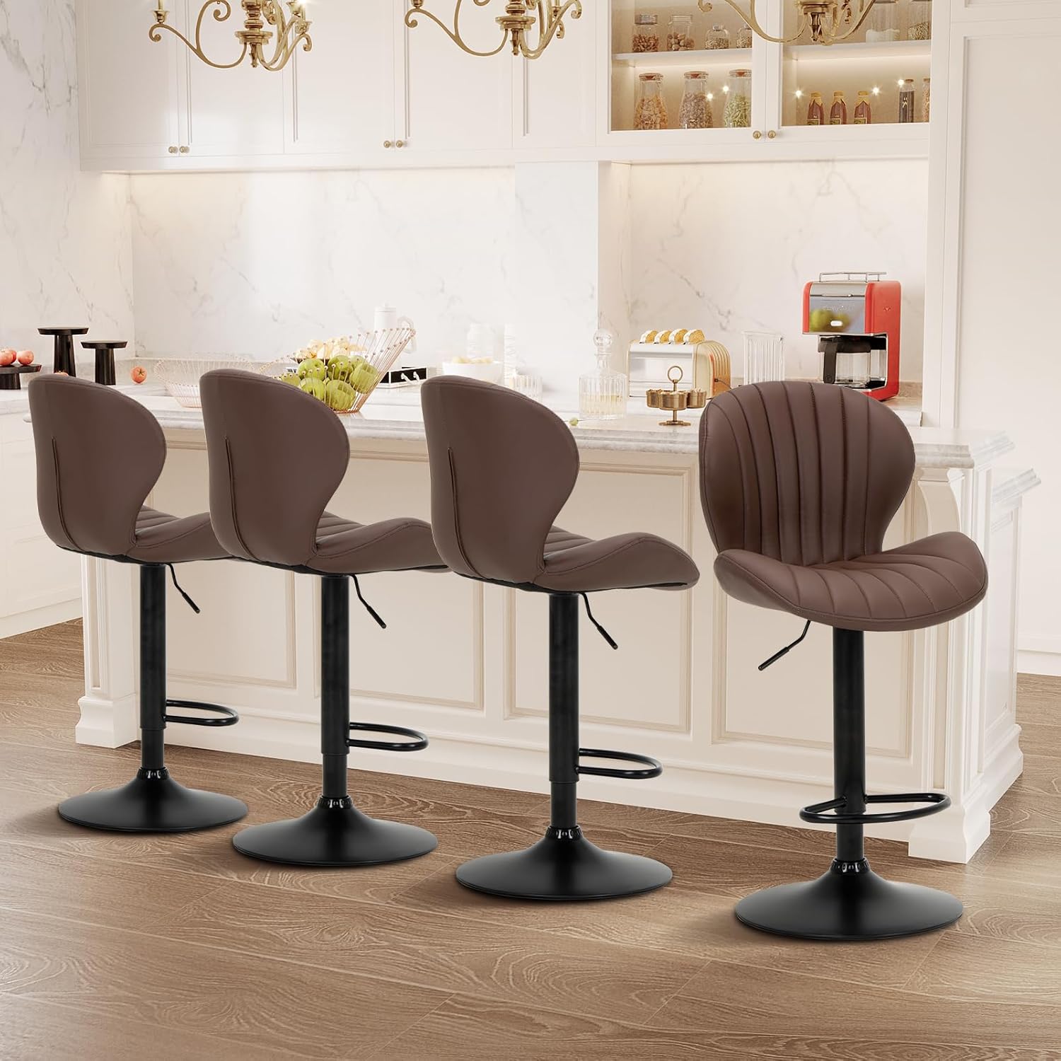Modern Swivel Bar Stools Set of 4 with Adjustable Height