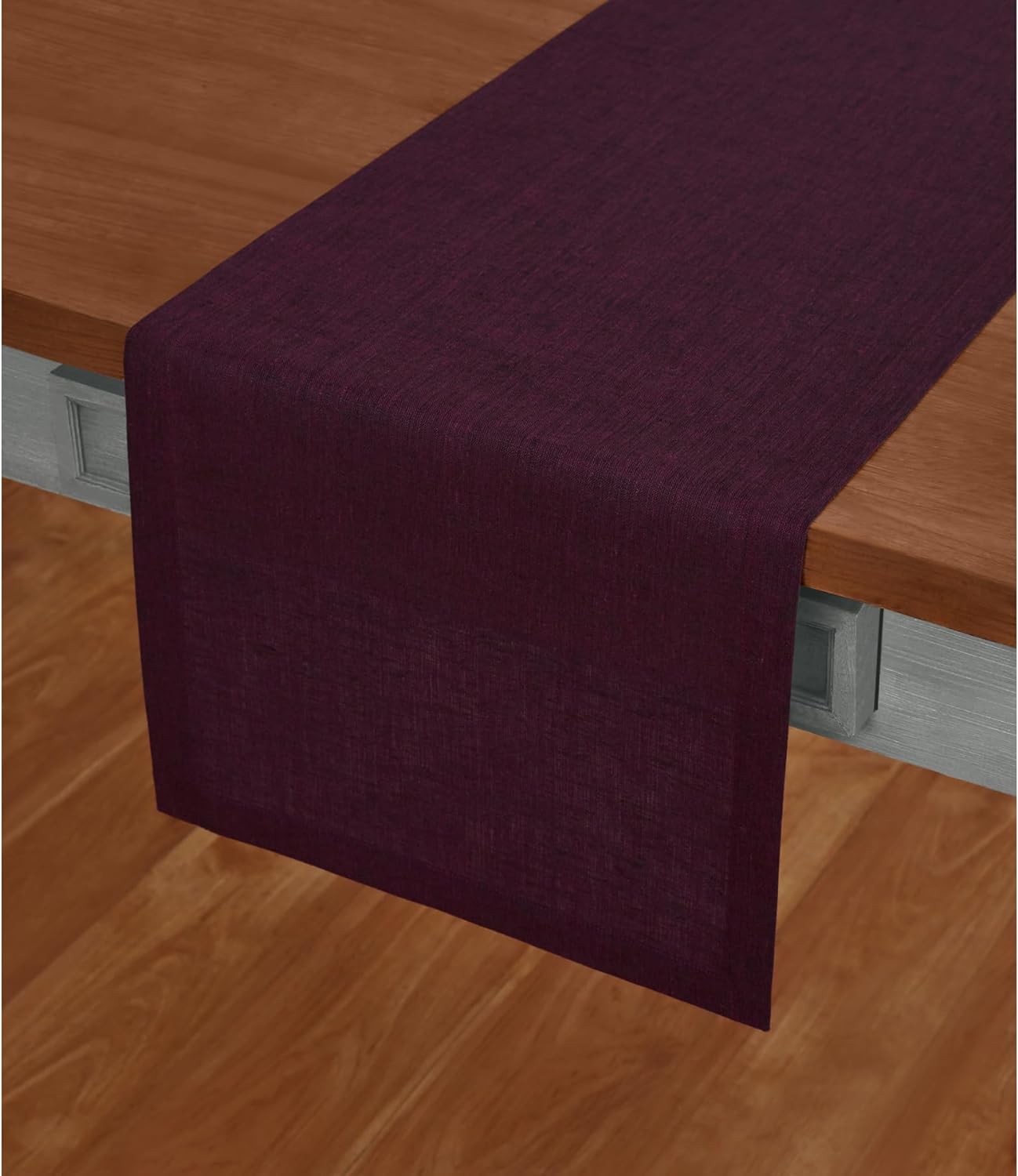Linen Chambray Burgundy Table Runner for Stylish Occasions