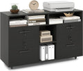 4-Drawer Lateral File Cabinet with Lock and Wheels - Mobile Filing