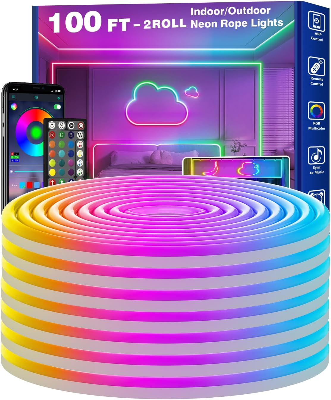 100FT Neon Rope Lights for Ambience and Gaming Setup
