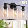 DLLT 3-Light Bathroom Vanity Light - Matte Black Clear Glass