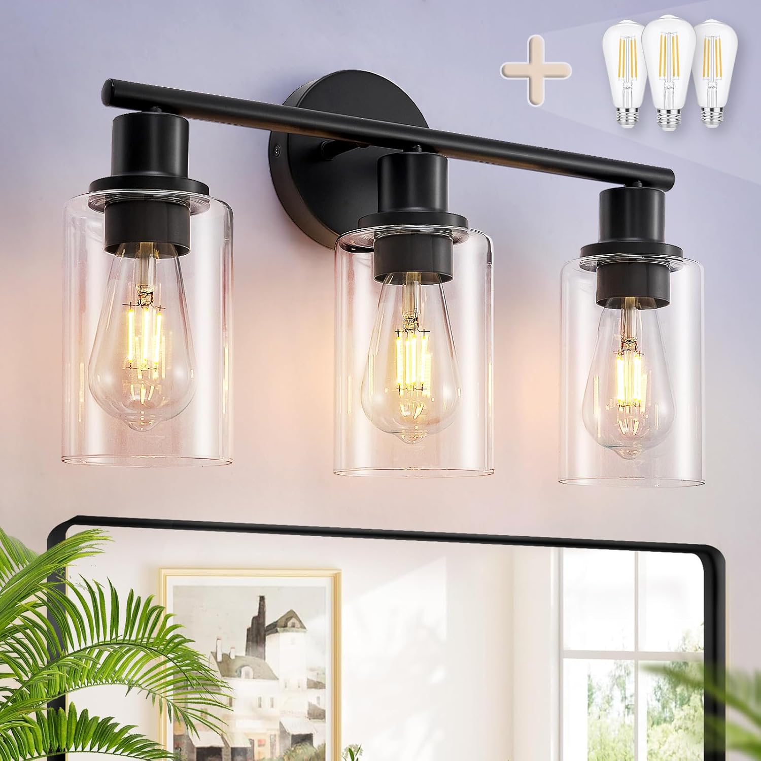 DLLT 3-Light Bathroom Light Fixtures for Modern Home Decor