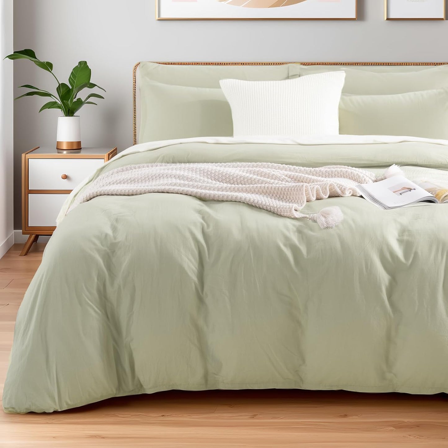 NEXHOME PRO Duvet Cover Set Super King 108in x 98in Soft Linen