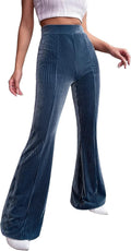 Velvet Flare Leg Palazzo Pants - Comfortable High Waist Fit