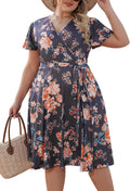 Nemidor Plus Size V Neck Midi Dress for Curvy Women (Style R1FH)