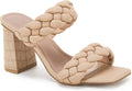Women's Braided Heeled Slide Sandals - Backless Square Open Toe