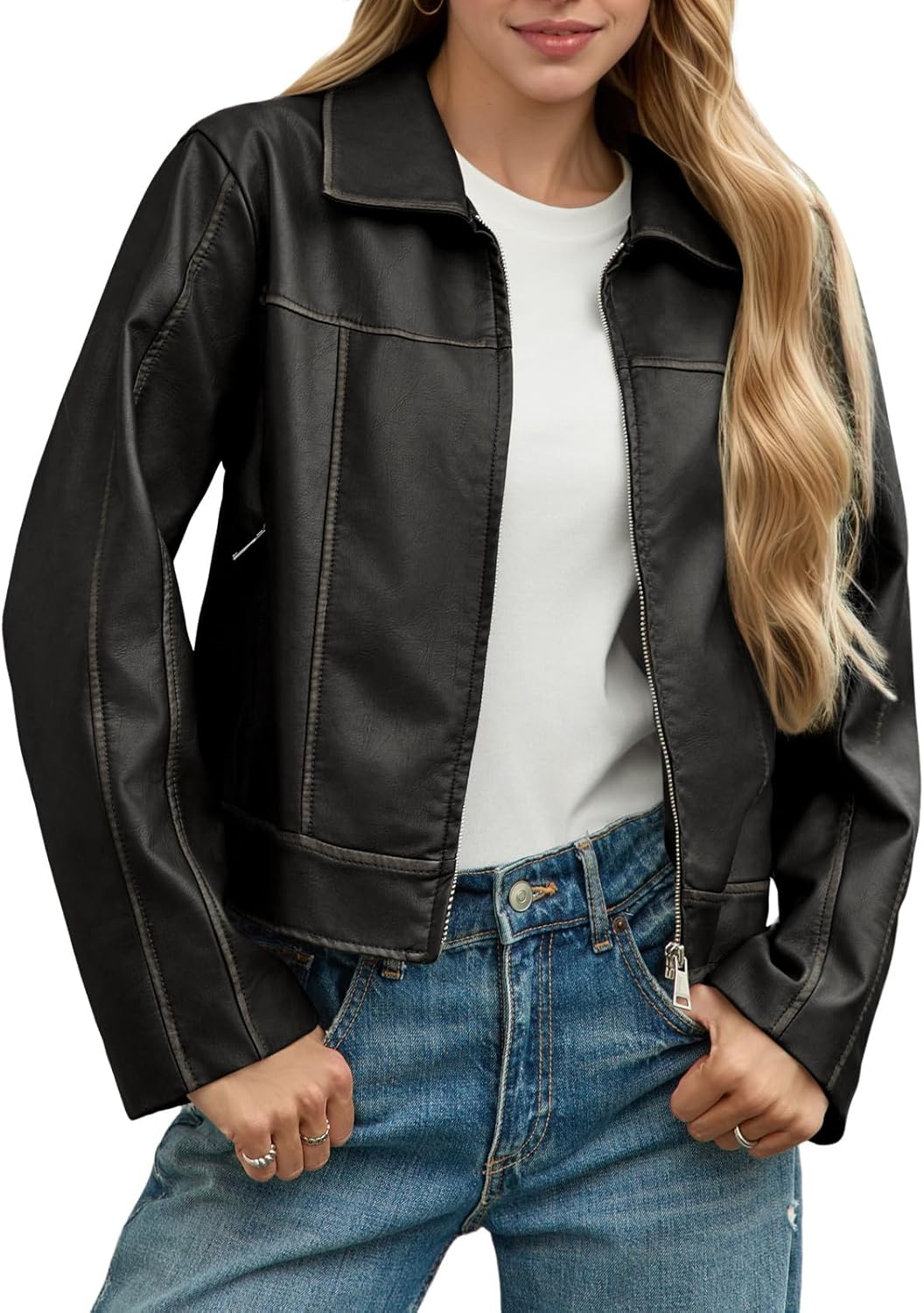 Yousify Womens Faux Leather Jacket for Stylish Fall Looks