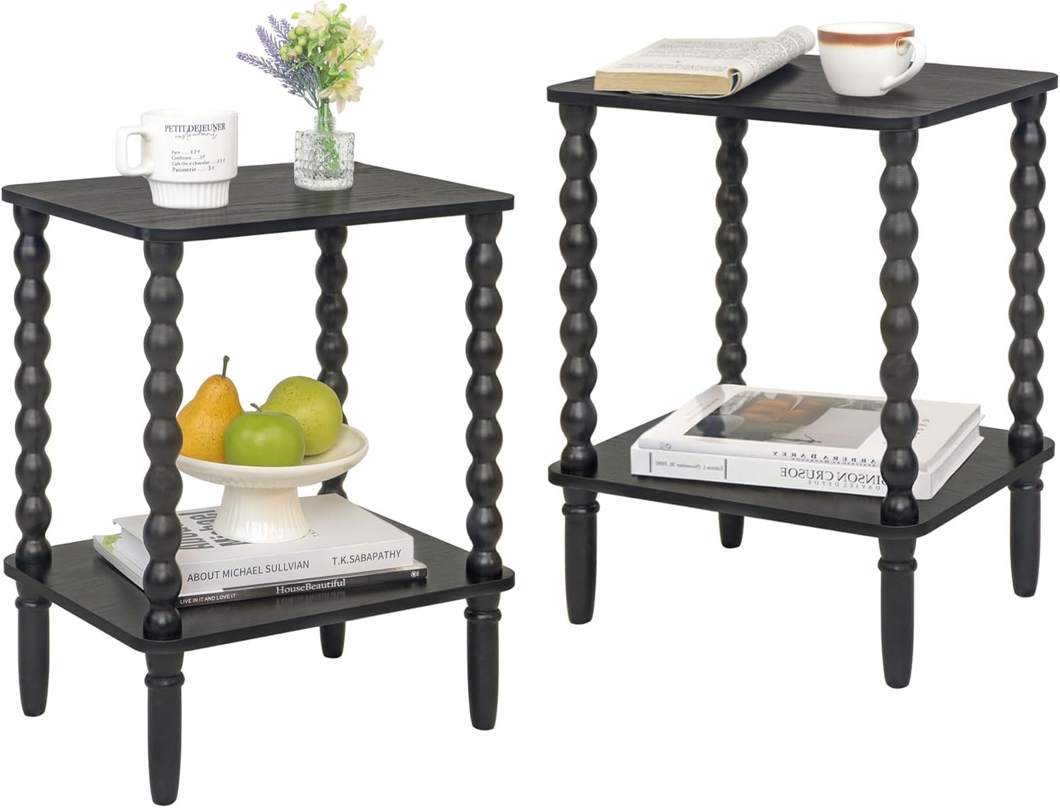 End Tables Set of 2 with Storage Shelf for Small Spaces