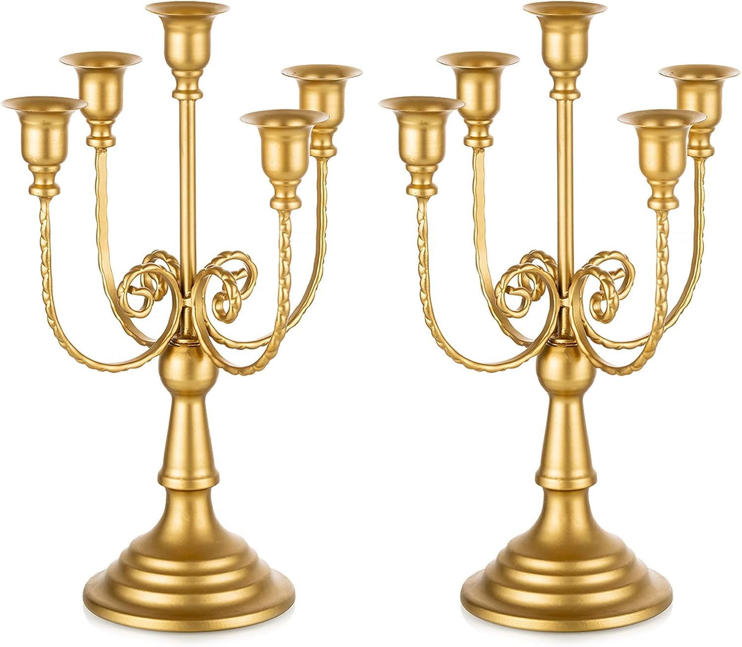 Romadedi 5 Arm Gold Candle Holders for Elegant Centerpieces