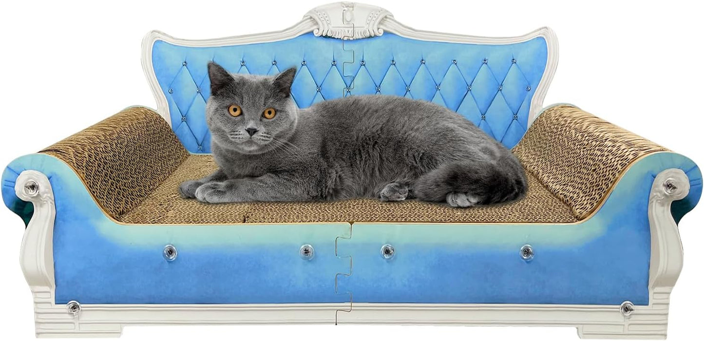 Luxury Cardboard Scratcher Sofa Bed for Indoor Cats Large Blue