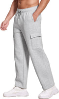 Deyeek Men's Fleece Cargo Sweatpants Open Bottom Cotton Sweat Pants