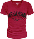 Blue 84 Women's Arkansas Razorbacks Heathered Confetti V Neck T Shirt
