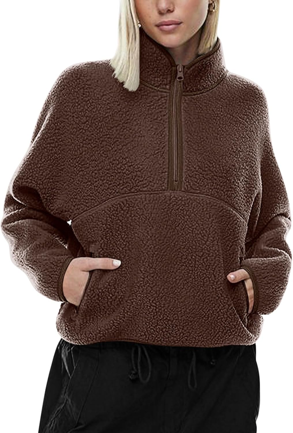 LASLULU Womens Half Zip Pullover Fleece Jacket for Winter