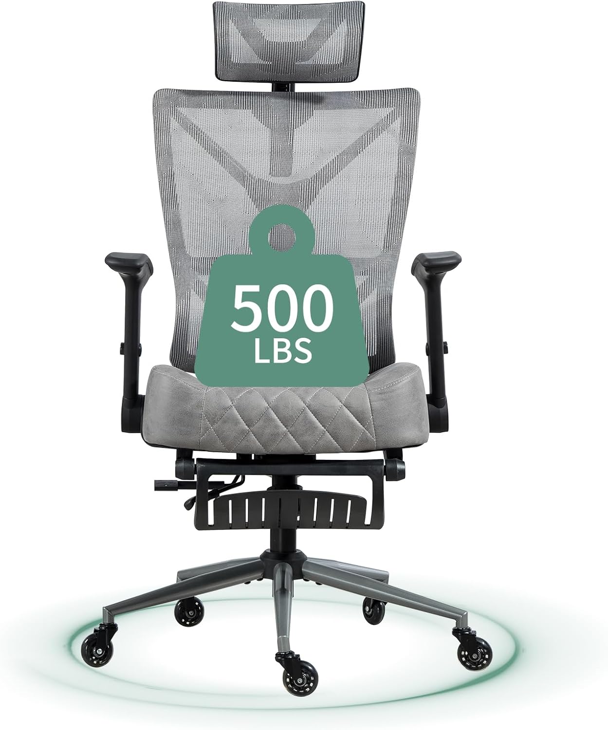 500LBS Heavy Duty Ergonomic Office Chair - Adjustable, Reclining, Premium Leather - Savourseat