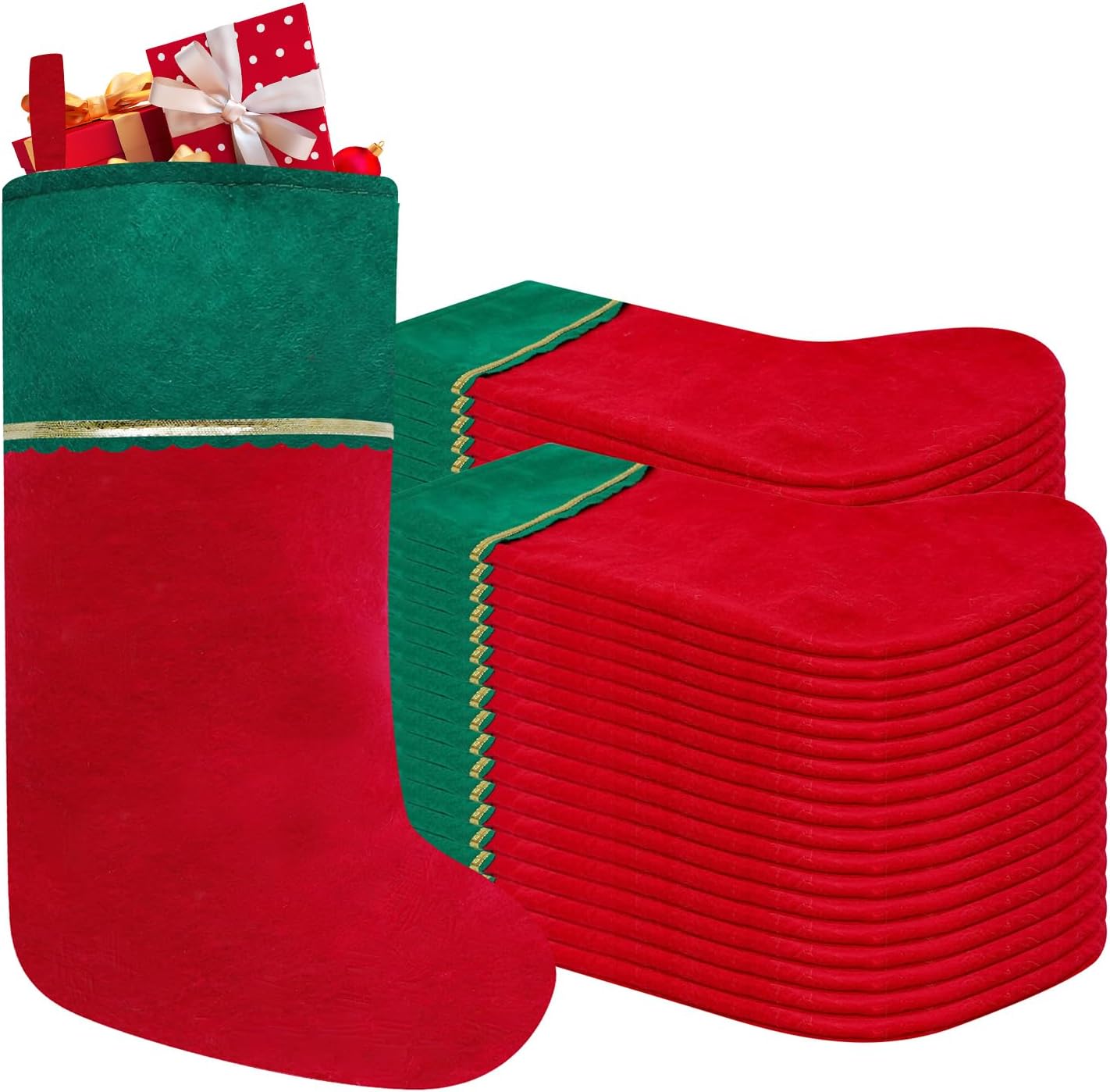 36 Pack Felt Christmas Stockings for Family Holiday Decor