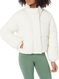 Womens Cropped Full-Zip Puffer Jacket - Warm, Recycled Fabric Women's