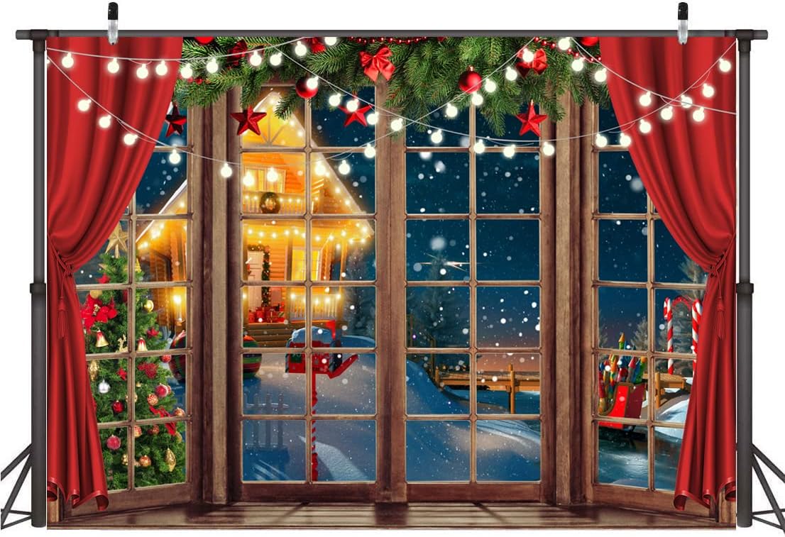 10X8FT Christmas Window Backdrop for Holiday Photography Fun