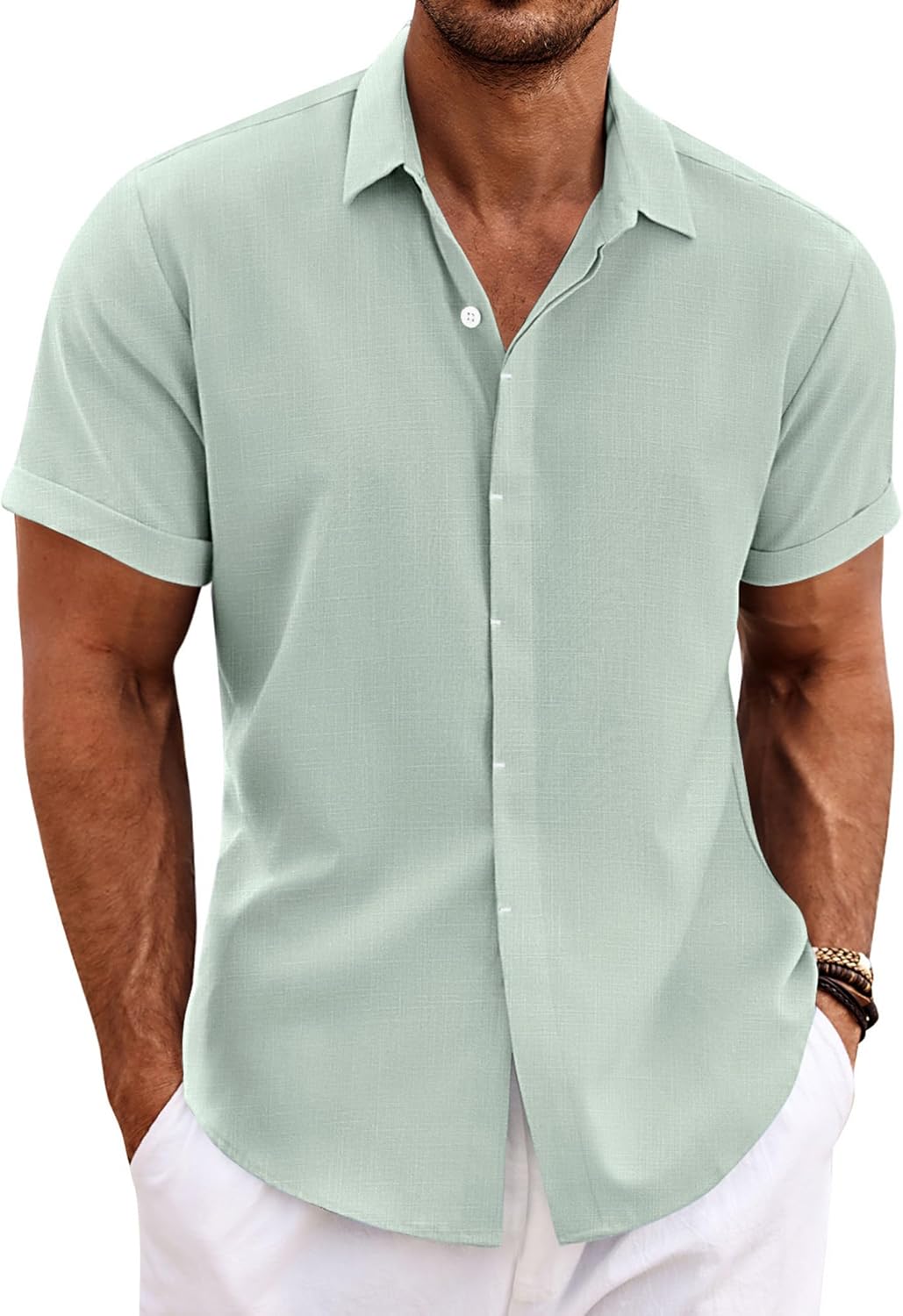 COOFANDY Men's Linen Shirts for Casual Summer Beach Style