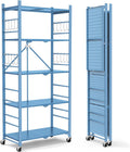 Storage Shelves with 20 Hooks 5-Tier Foldable Shelf - Mobile, Heavy