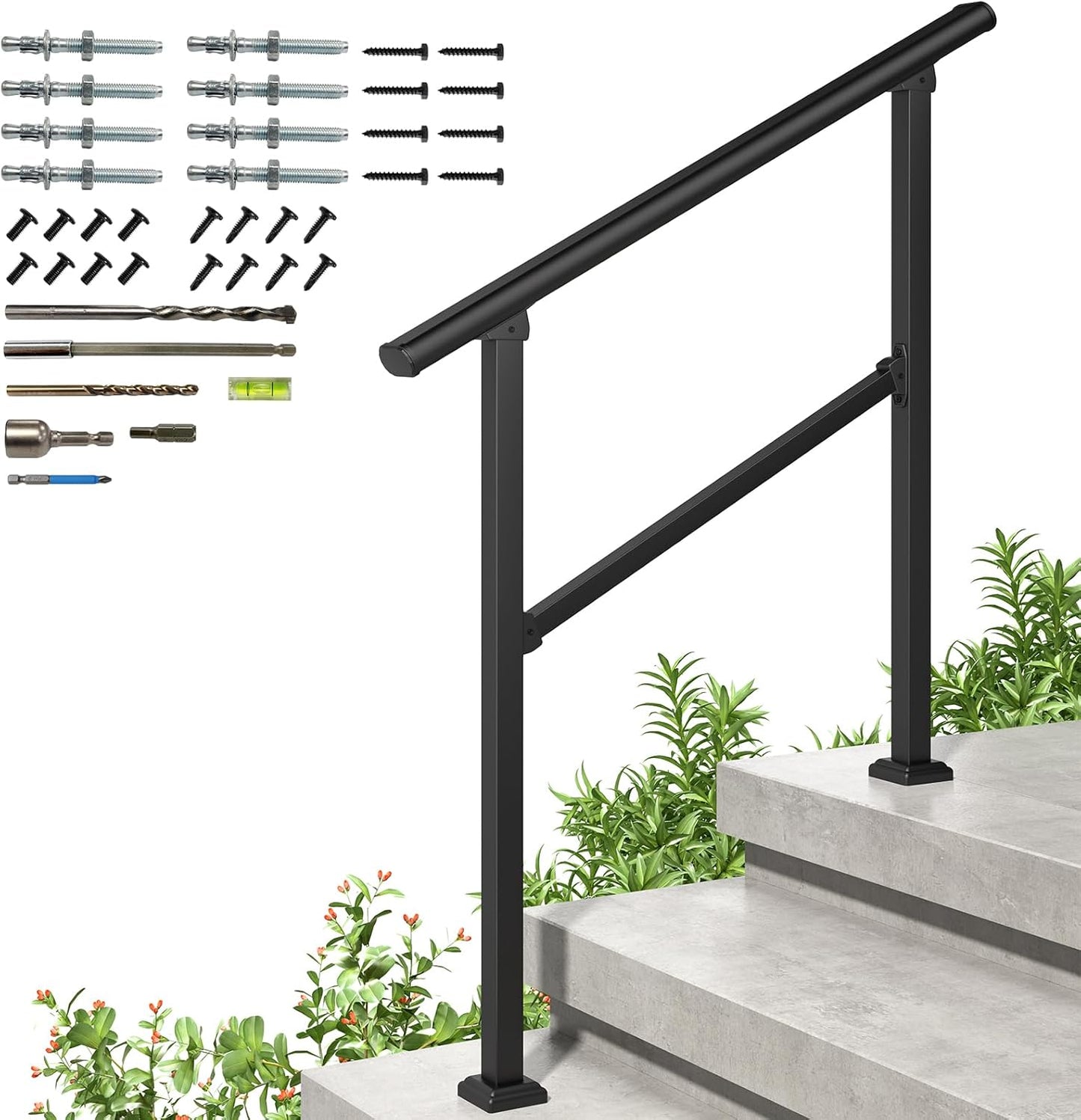 ROOMTEC 3 Step Handrails for Outdoor Steps - Safety & Style