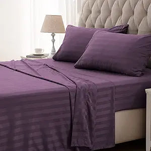 SLEEP ZONE Striped Cooling Sheets Set King Size for Comfort