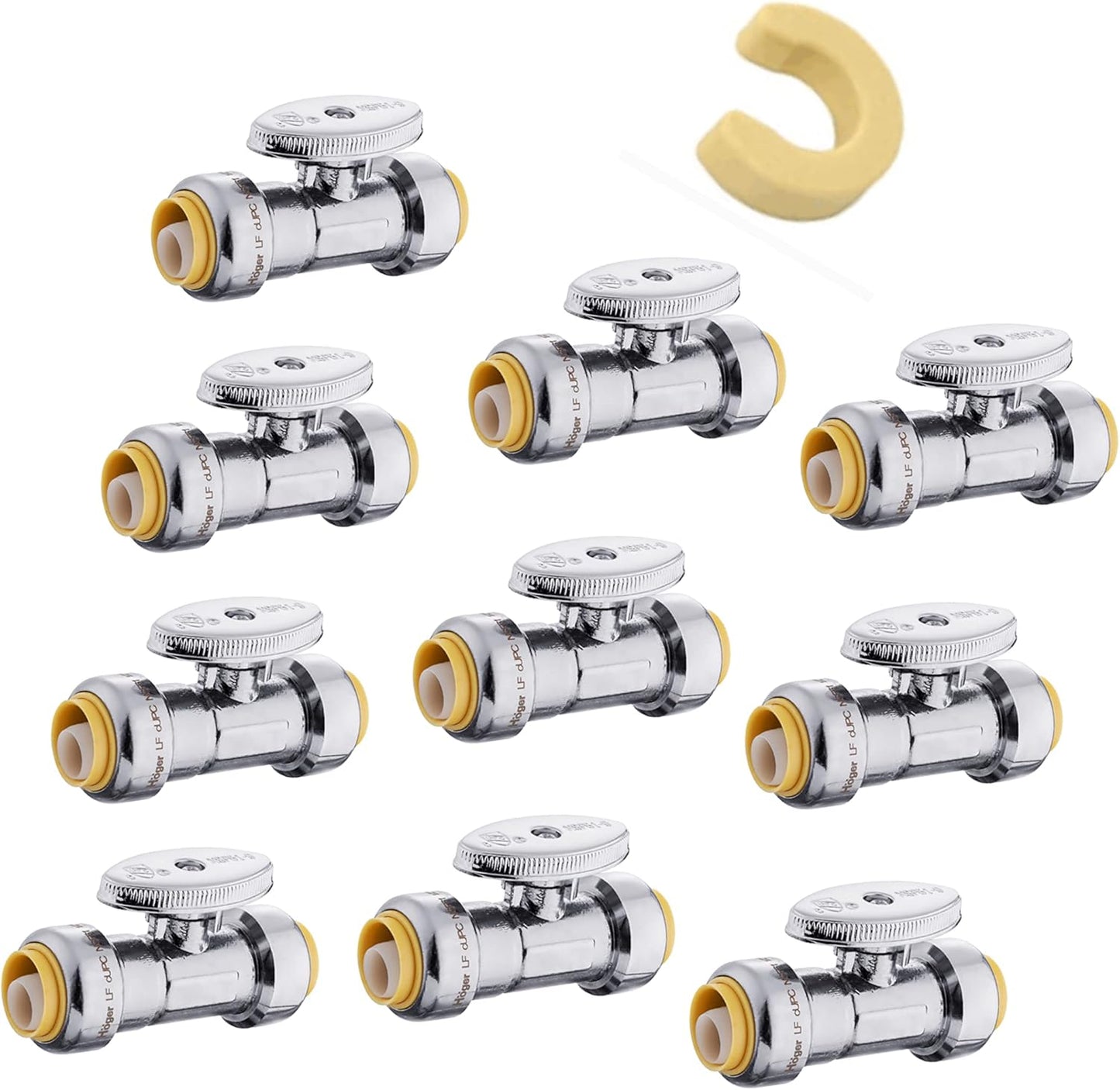 EFIELD Push Fit 1/4 Turn Straight Stop Valve Pack of 10
