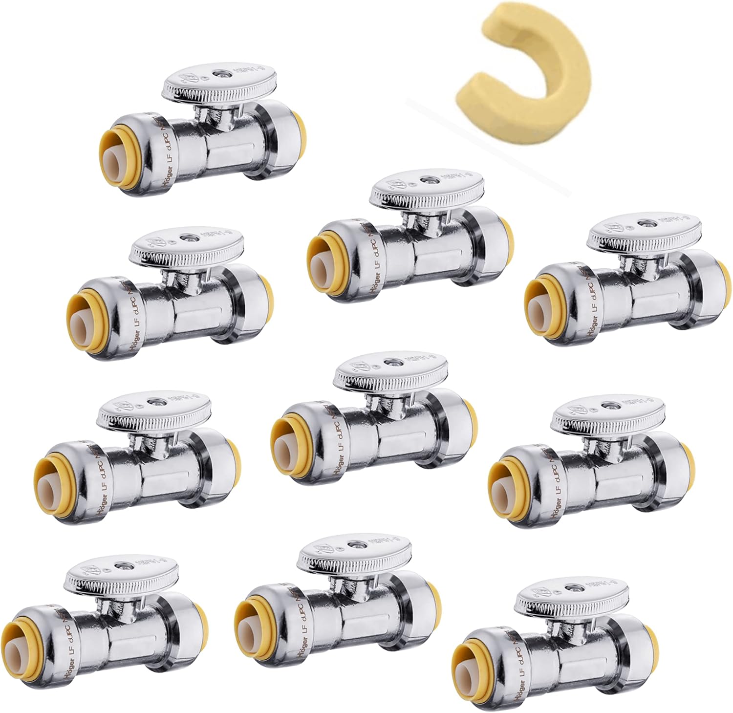 EFIELD Push Fit 1/4 Turn Straight Stop Valve Pack of 10