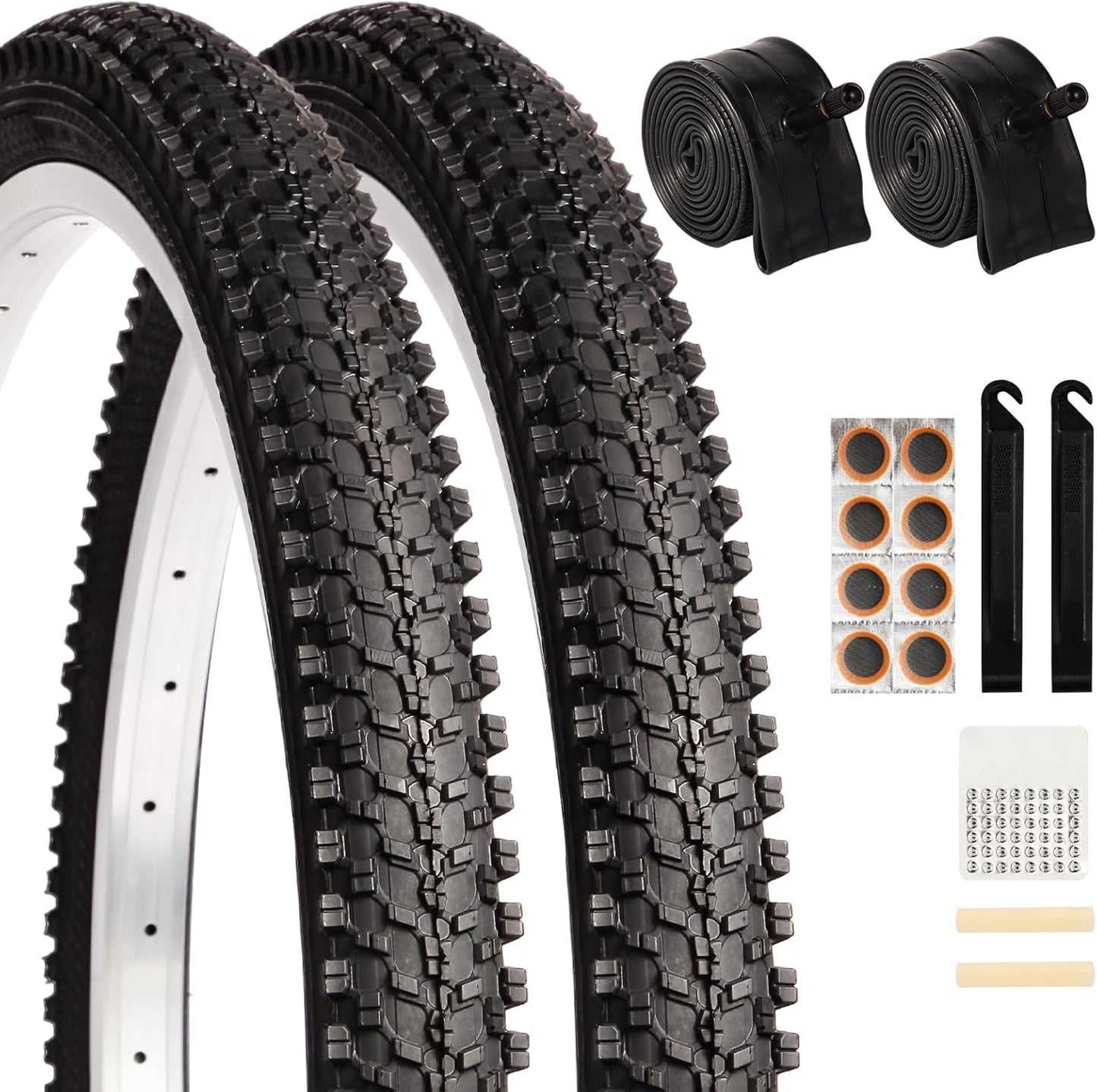 24 inch Mountain Bike Tire Set with Puncture-Resistant Tubes