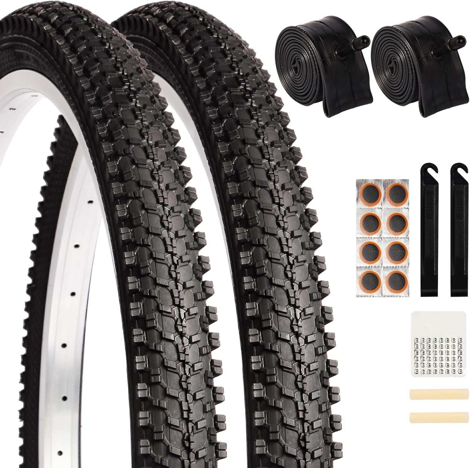 24 inch Mountain Bike Tire Set with Puncture-Resistant Tubes
