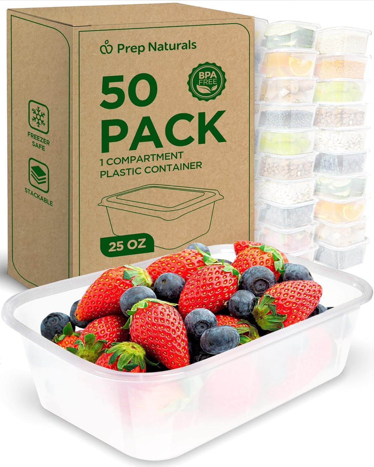 Prep Naturals 25 oz Meal Prep Containers for Healthy Eating
