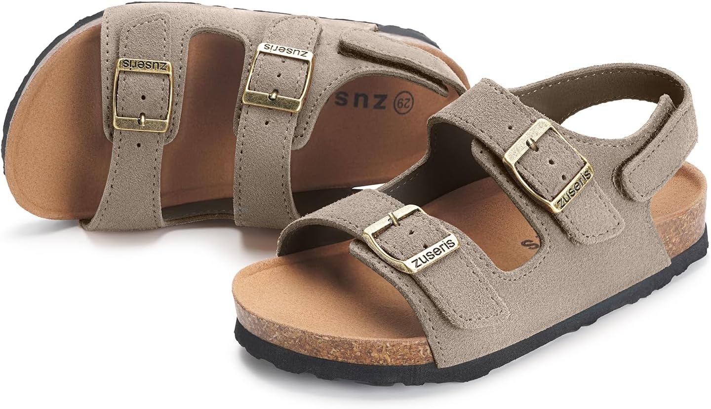 ZUSERIS Kids Toddler Sandals with Cork Footbed for Comfort