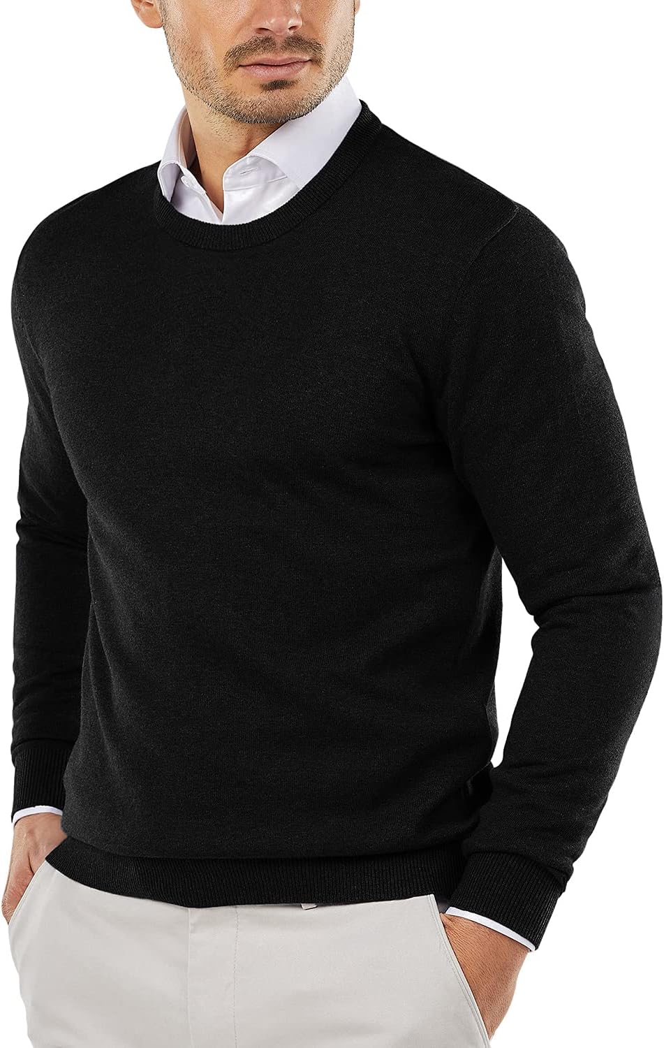 COOFANDY Men's Crew Neck Sweater for Casual or Dressy Wear