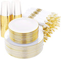 Supernal 350pcs Gold Disposable Dinnerware Set - Elegant Party Pack